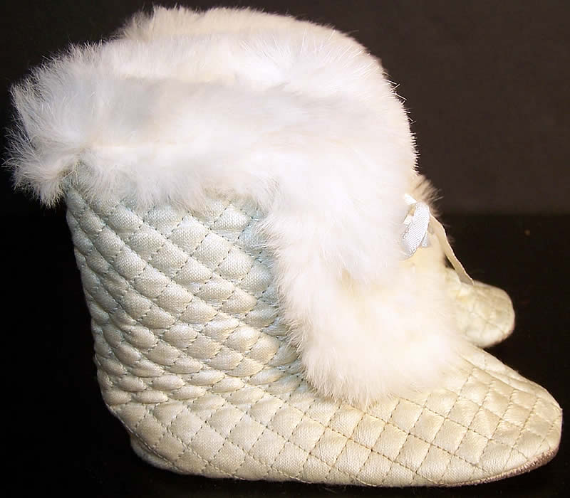 Edwardian Baby Blue Quilted Carriage Boots  Front view.