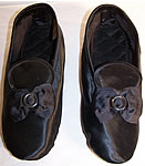 Edwardian Funeral Burial Black Satin Slipper Shoes