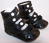 Victorian Black Leather High Button Strap Baby Shoes