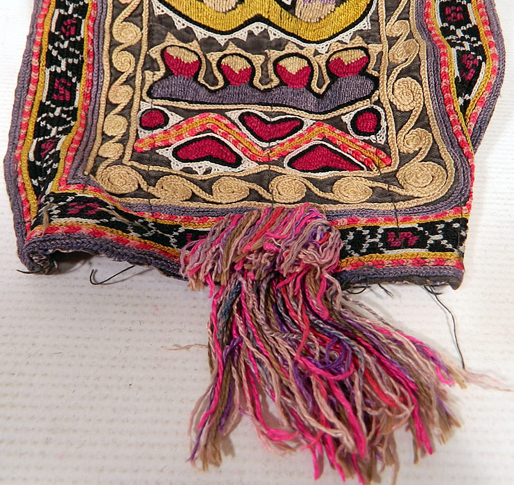 Antique Uzbekistan Suzani Embroidered Tribal Textile Lady's Hood Hat Cap
The hat measures 17 inches long in the back and is 23 inches in circumference inside the cap. 
