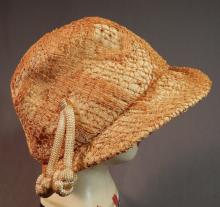 Vintage Yves Saint Laurent YSL Designer Label Macrame Woven Natural Straw  Cloche Hat NWT