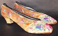 Chinese Gold Silk Embroidered Butterfly Slipper Shoes VTG