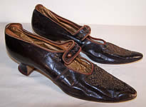 Edwardian Bronze Beaded Button Strap Mary Jane Shoes