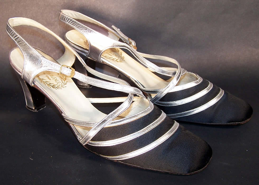 Miles Fifth Avenue Black & Silver Art Deco Shoes Side View.