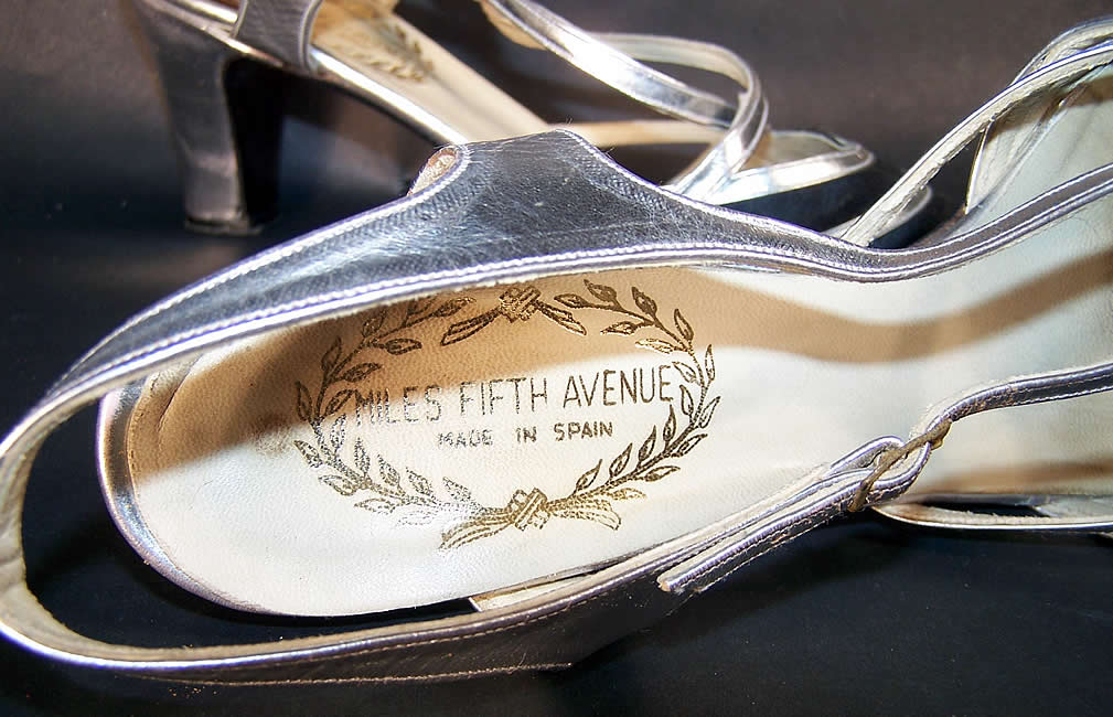 Miles Fifth Avenue Black & Silver Art Deco Shoes Close up.