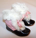 Edwardian Vintage Pink Quilted White Fur Trim Winter Baby Boots Snow Shoes