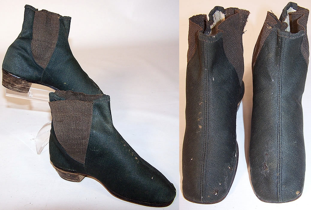 Victorian Child's Black Wool Straight Sole Dainty Ankle Half Boots