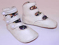 Victorian White Kid Leather High Button Strap Baby Boots Infant Childrens Shoes