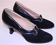 Vintage Sage Allen Co Hartford Art Deco Black Suede Leather Shoes