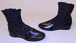 Victorian Black Wool & Leather High Button Baby Boots Childs Shoes