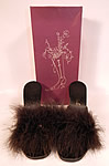 Vintage Rosellini Black Maribou Feather Stiletto Heel Mule Shoes Slipper & Box 