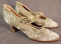 Vintage Traveler Shoe Art Deco Silver Lamé Lame Brocade Mary Jane Shoes
