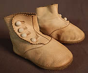 Edwardian Tan Kid Leather High Button Baby Boots Infant Childrens Shoes
