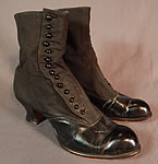 Victorian Womens Black Wool Leather High Top Button Boots Clarice TC Shoe Co.
