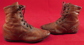 Victorian Antique Childrens Brown Leather Laceup Boots Pointed Toe Baby Shoes
