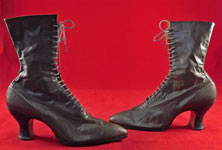 Vintage Victorian Unworn Gray Leather High Top Lace-up French Spool Heel Boots
