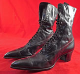 Victorian Early 1900s John S. Gray Unworn Black Leather High Top Lace-up Boots 