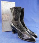Unworn Edwardian Black Cloth Top Kid Leather Button Boots & Spiderweb Shoe Box
