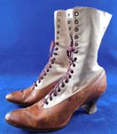 Vintage Edwardian BSWU Women's Two Tone Tan Brown Leather High Top Lace-up Boots