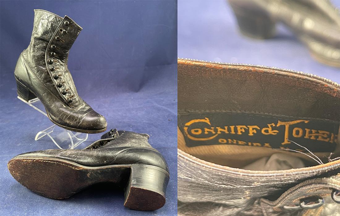 Victorian Vintage Conniff & Toher Black Leather High Top Button Boots Shoes
They are in good condition and have been gently worn, with some scuffs in the leather and the buttons have been moved over. These are truly a wonderful, wearable, quality made antique boot.