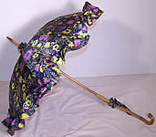 Purple Silk Floral Print Parasol Umbrella