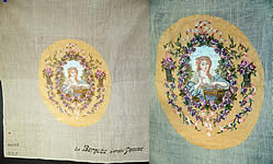 Antique 18th Century Inspired Needlepoint Petitpoint Portrait Greuze French Fabric