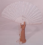 Antique Victorian Bridal Wedding White Bobbin Lace Pleated Folding Fan