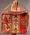 Victorian Antique Civil War Era Wool Mohair Carpet Bag Sewing Notions Purse 
