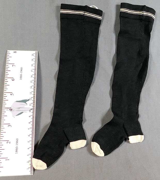 Victorian Black & White Silk Knit Childrens Knee High Socks Stockings
The socks measure 101 inches long, with a 4 inch long foot. 
