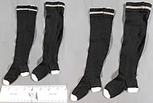 Vintage Victorian Black & White Silk Knit Childrens Knee High Socks Stockings
