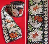 Vintage Asian Colorful Silk Damask Weave Floral Bird Polka Dot Ribbon Trim
