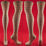 Victorian Wool Peach Beige White Check Plaid Pattern Thigh High Stockings Socks
