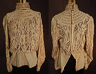 Edwardian Antique Cream Cluny Bobbin Lace Peplum Blouse Shirt Top
