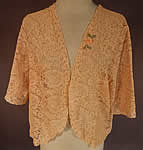 Vintage Silk Pastel Rosette Trim Cream Lace Bolero Boudoir Bed Jacket
