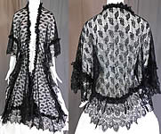 Victorian Antique Black Lace Dolman Mantle Pelerine Shawl Cloak Cape
