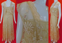 Vintage 1930s Cream Tambour Embroidery Net Lace Dress Slip Vest Jacket Top
