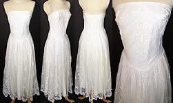 White Tambour Embroidery Net Lace Strapless Dress