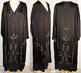 Art Deco Black Silk Beaded Drop Waist Flapper Dress