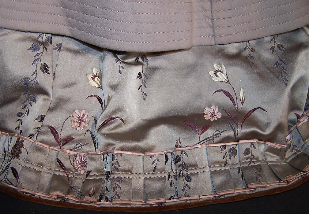 Victorian Mauve Taupe Wool Lace Appliqué Traveling Outfit