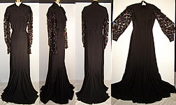 Henri Bendel Black Crepe Sequin Evening Gown