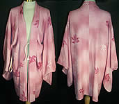 Japanese Haori Orchid Mauve Silk Screen Kimono Jacket