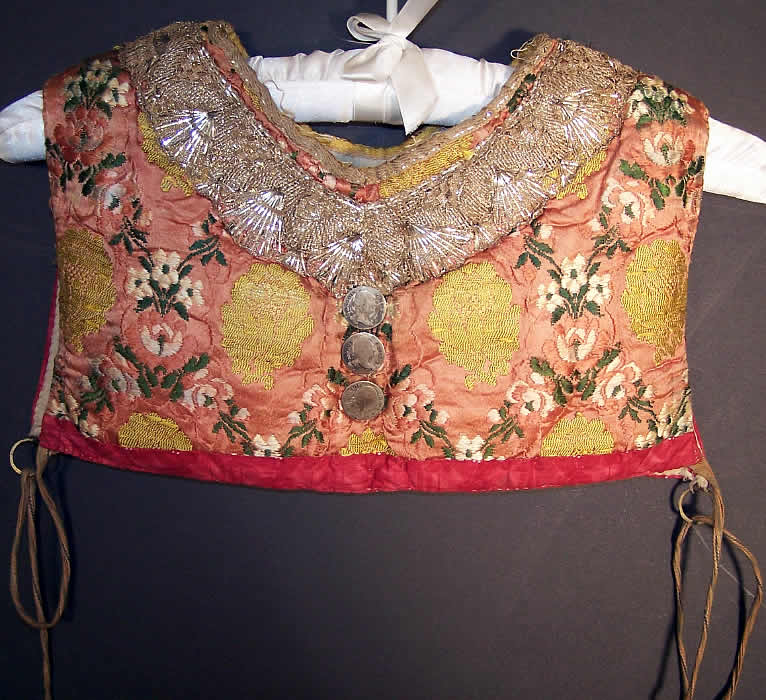 Antique German Bavarian Folk Costume Bodice Top Close up.