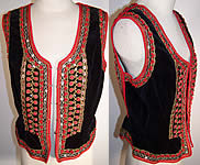 Krakow Women's Coral Beaded Bodice Polish Folk Vest Top