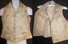 Victorian Gentlemen's Cream Silk Brocade Waistcoat Vest