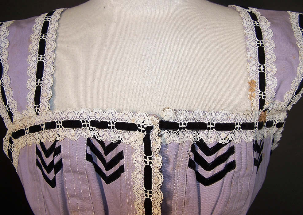 Victorian Lilac Coutil Ribbon Lace Corset Cover Bodice