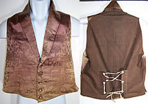 Victorian Gentlemen's Brown Brocade Silk Waistcoat Vest 