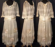 Vogue Co. Edwardian Ecru Net Ribbon Rosette Dress 