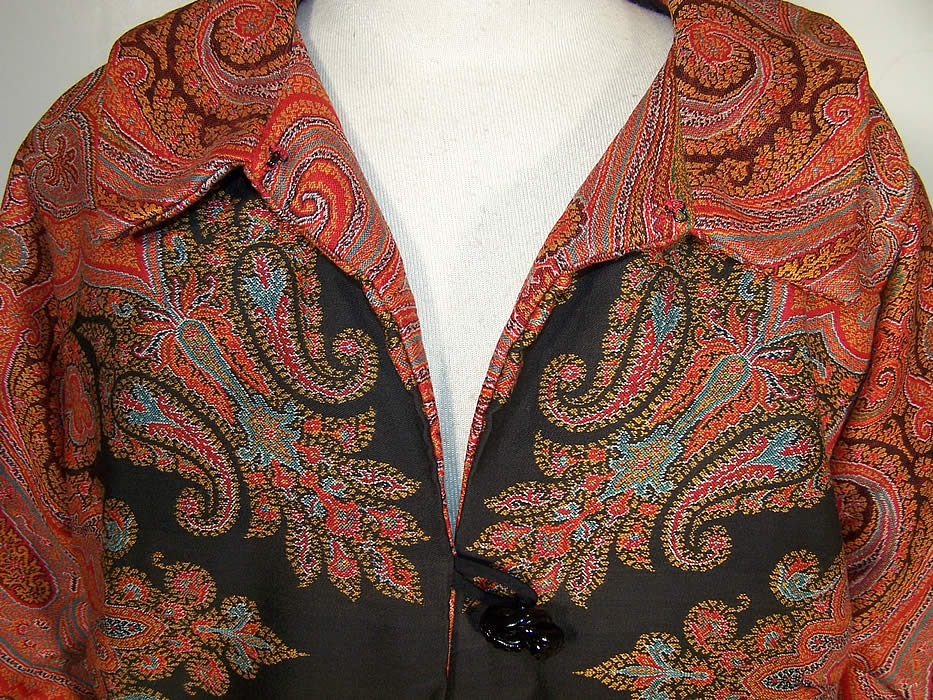 Antique Wool Paisley Shawl Suit Jacket Skirt Set 