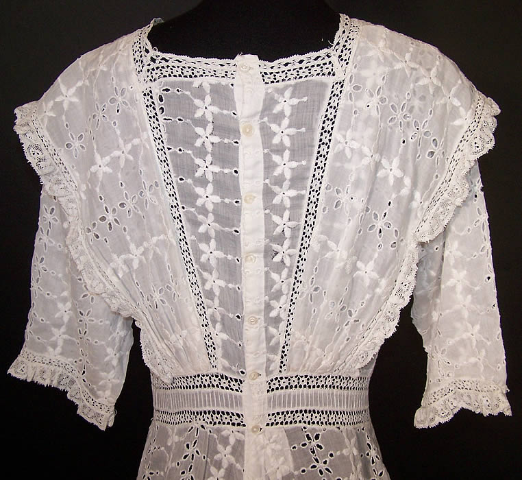 Edwardian White Eyelet Lace Lawn Graduation Tea Dress 