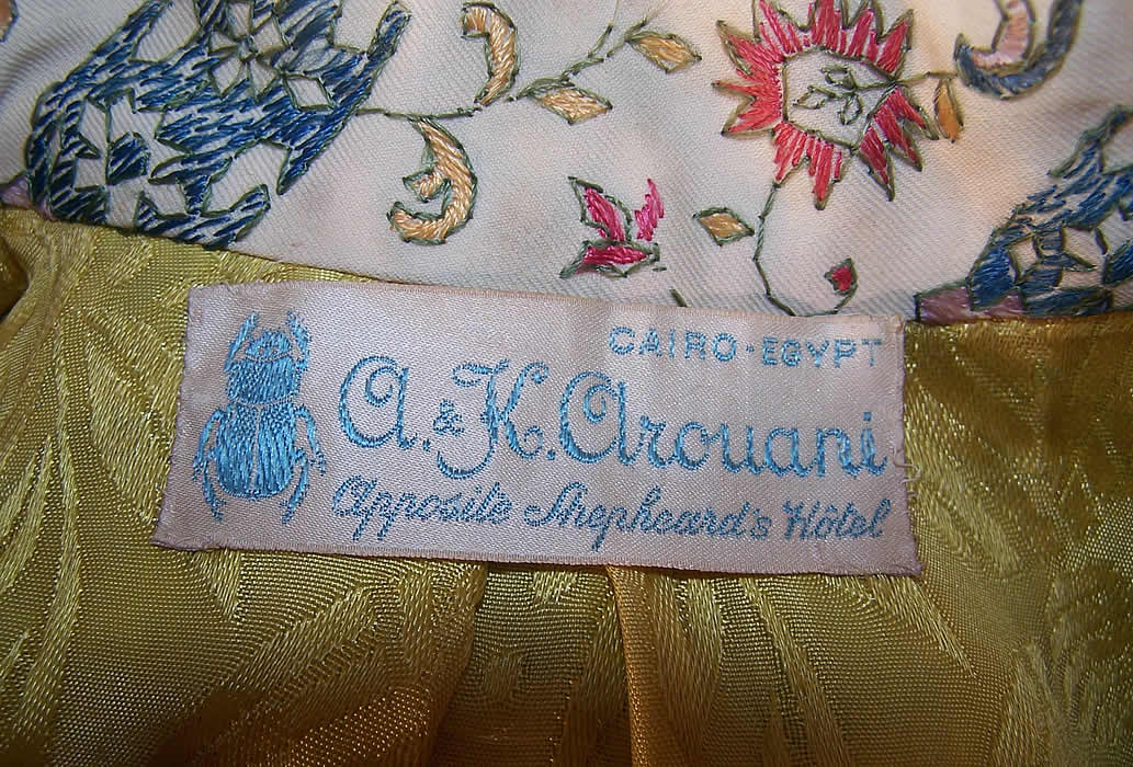  A&K Arouani Paisley Embroidered Egyptian Coat Jacket Close up.